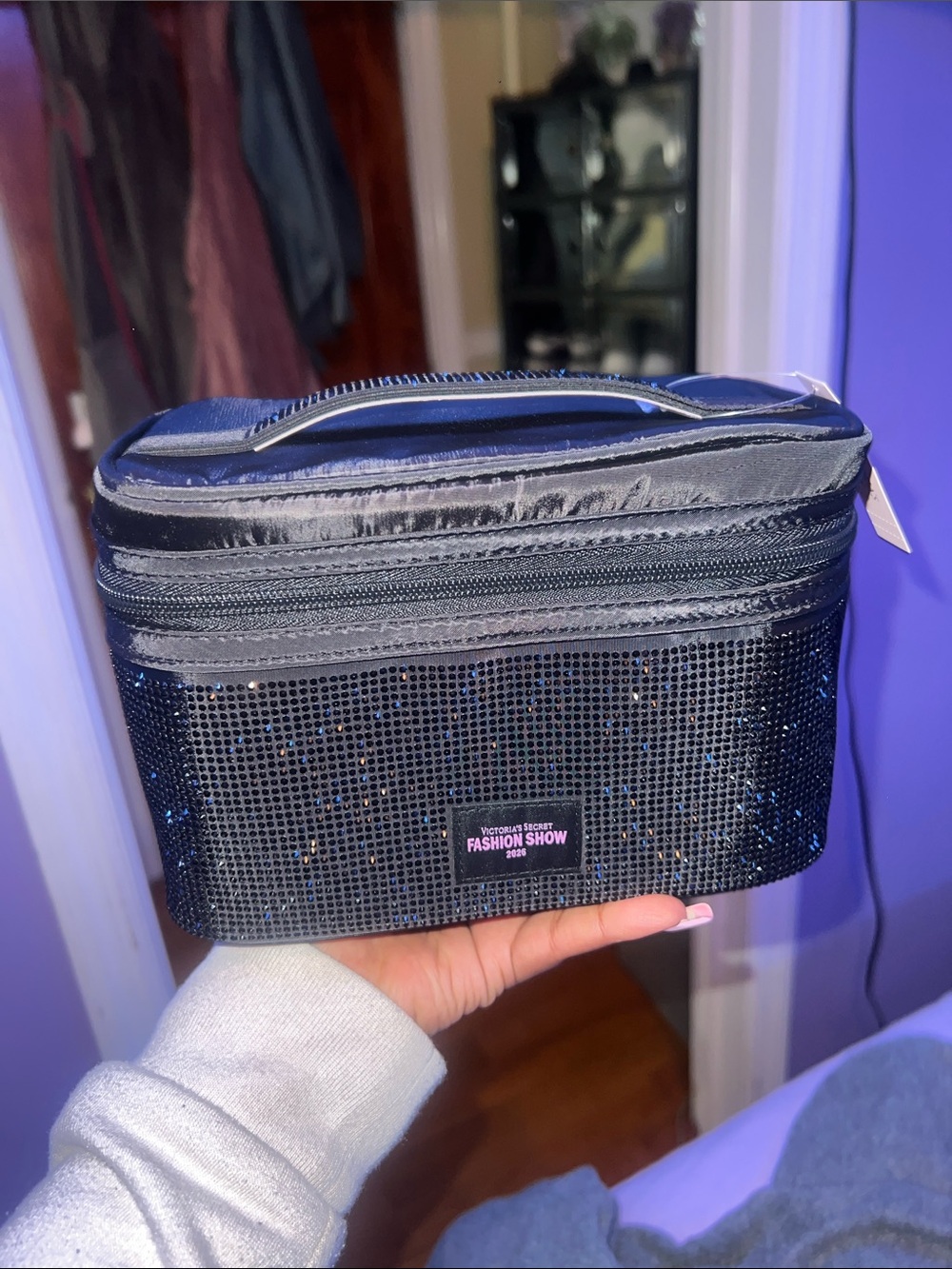 Victoria's Secret Black Sequin Fashion Show Cosmetic Case
